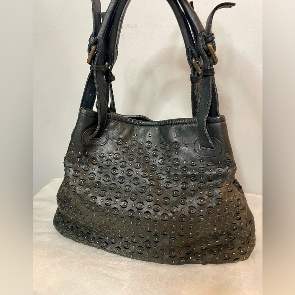 Platania Italy Black Leather Shoulder Bag